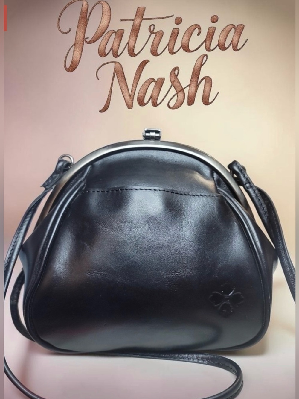 Patricia Nash Portafina Frame Black Leather Crossbody Like NEW Condition